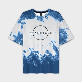 Мужская футболка oversize 3D с принтом Starfield blue space в Курске,  |  | Тематика изображения на принте: 