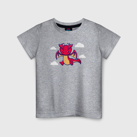Детская футболка хлопок с принтом Дракончик в облаках в Кировске, 100% хлопок | круглый вырез горловины, полуприлегающий силуэт, длина до линии бедер | 