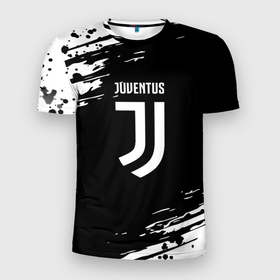 Мужская футболка 3D Slim с принтом Juventus спорт краски в Тюмени, 100% полиэстер с улучшенными характеристиками | приталенный силуэт, круглая горловина, широкие плечи, сужается к линии бедра | 