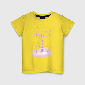 Детская футболка хлопок с принтом Папочкина принцесса , 100% хлопок | круглый вырез горловины, полуприлегающий силуэт, длина до линии бедер | 