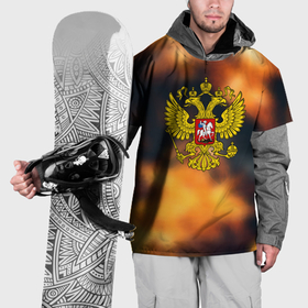 Накидка на куртку 3D с принтом Герб РФ градиент огня в Тюмени, 100% полиэстер |  | Тематика изображения на принте: 