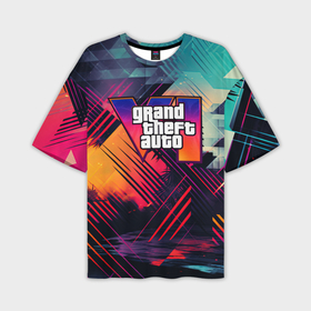 Мужская футболка oversize 3D с принтом GTA 6 abstract logo в Курске,  |  | 