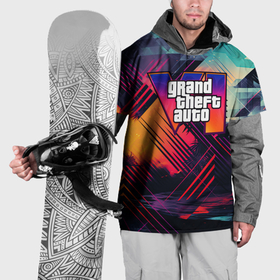 Накидка на куртку 3D с принтом GTA 6 abstract logo , 100% полиэстер |  | Тематика изображения на принте: 