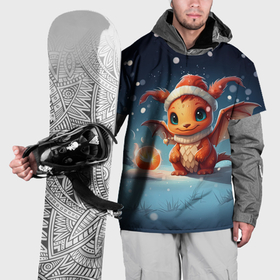 Накидка на куртку 3D с принтом Снежный волшебник дракон в Санкт-Петербурге, 100% полиэстер |  | Тематика изображения на принте: 