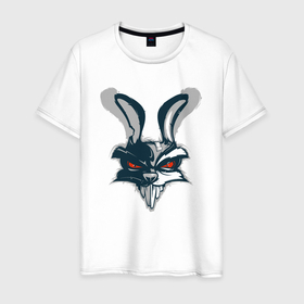 Мужская футболка хлопок с принтом Crazy bunny , 100% хлопок | прямой крой, круглый вырез горловины, длина до линии бедер, слегка спущенное плечо. | 