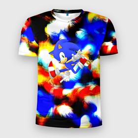 Мужская футболка 3D Slim с принтом Sonic colors , 100% полиэстер с улучшенными характеристиками | приталенный силуэт, круглая горловина, широкие плечи, сужается к линии бедра | 