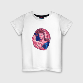 Детская футболка хлопок с принтом Девушка парящая в облаках в Екатеринбурге, 100% хлопок | круглый вырез горловины, полуприлегающий силуэт, длина до линии бедер | 