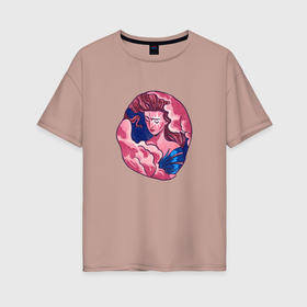 Женская футболка хлопок Oversize с принтом Девушка парящая в облаках , 100% хлопок | свободный крой, круглый ворот, спущенный рукав, длина до линии бедер
 | 