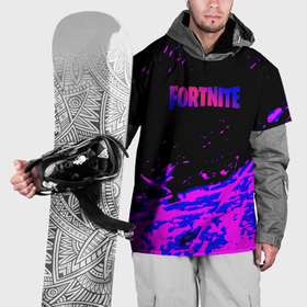 Накидка на куртку 3D с принтом Fortnite neon logo steel , 100% полиэстер |  | 