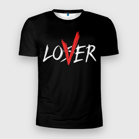 Мужская футболка 3D Slim с принтом lover loser в Тюмени, 100% полиэстер с улучшенными характеристиками | приталенный силуэт, круглая горловина, широкие плечи, сужается к линии бедра | Тематика изображения на принте: 