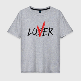 Мужская футболка хлопок Oversize с принтом loser lover в Тюмени, 100% хлопок | свободный крой, круглый ворот, “спинка” длиннее передней части | Тематика изображения на принте: 