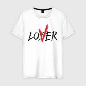 Мужская футболка хлопок с принтом loser lover в Тюмени, 100% хлопок | прямой крой, круглый вырез горловины, длина до линии бедер, слегка спущенное плечо. | Тематика изображения на принте: 