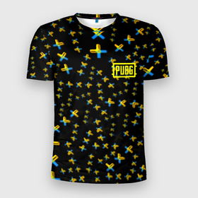 Мужская футболка 3D Slim с принтом PUBG sticker games в Екатеринбурге, 100% полиэстер с улучшенными характеристиками | приталенный силуэт, круглая горловина, широкие плечи, сужается к линии бедра | 