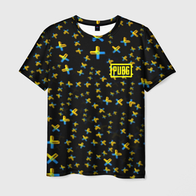 Мужская футболка 3D с принтом PUBG sticker games в Екатеринбурге, 100% полиэфир | прямой крой, круглый вырез горловины, длина до линии бедер | 