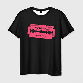 Мужская футболка 3D с принтом Rockstar razor в Петрозаводске, 100% полиэфир | прямой крой, круглый вырез горловины, длина до линии бедер | 