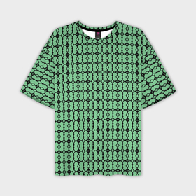 Мужская футболка oversize 3D с принтом Чёрные узоры на зелёном в Тюмени,  |  | Тематика изображения на принте: 
