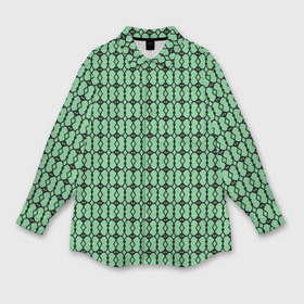 Мужская рубашка oversize 3D с принтом Чёрные узоры на зелёном в Тюмени,  |  | Тематика изображения на принте: 