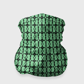 Бандана-труба 3D с принтом Чёрные узоры на зелёном в Тюмени, 100% полиэстер, ткань с особыми свойствами — Activecool | плотность 150‒180 г/м2; хорошо тянется, но сохраняет форму | Тематика изображения на принте: 