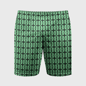 Мужские шорты спортивные с принтом Чёрные узоры на зелёном в Тюмени,  |  | Тематика изображения на принте: 