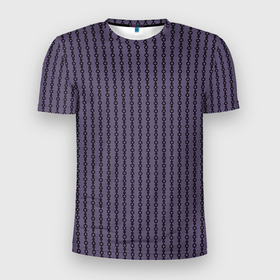 Мужская футболка 3D Slim с принтом Полосы цепочки серо сиреневый в Белгороде, 100% полиэстер с улучшенными характеристиками | приталенный силуэт, круглая горловина, широкие плечи, сужается к линии бедра | 