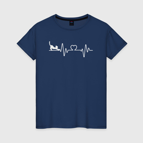 Женская футболка хлопок с принтом Пульс котика в Тюмени, 100% хлопок | прямой крой, круглый вырез горловины, длина до линии бедер, слегка спущенное плечо | 