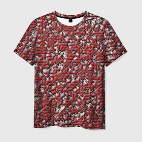 Мужская футболка 3D с принтом Кожаный выпуклый рельеф в Курске, 100% полиэфир | прямой крой, круглый вырез горловины, длина до линии бедер | 
