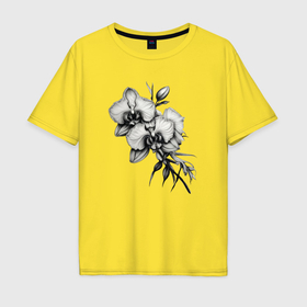 Мужская футболка хлопок Oversize с принтом Дикая орхидея в Белгороде, 100% хлопок | свободный крой, круглый ворот, “спинка” длиннее передней части | Тематика изображения на принте: 