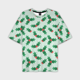 Мужская футболка oversize 3D с принтом Рождественская омела ,  |  | Тематика изображения на принте: 