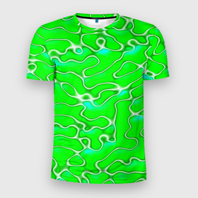 Мужская футболка 3D Slim с принтом Светло зеленый камуфляж в Новосибирске, 100% полиэстер с улучшенными характеристиками | приталенный силуэт, круглая горловина, широкие плечи, сужается к линии бедра | 