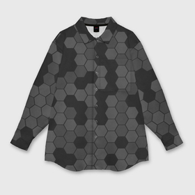 Мужская рубашка oversize 3D с принтом Камуфляж гексагон черный в Петрозаводске,  |  | Тематика изображения на принте: 
