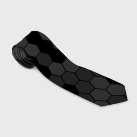 Галстук 3D с принтом Камуфляж гексагон черный в Кировске, 100% полиэстер | Длина 148 см; Плотность 150-180 г/м2 | 