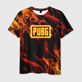 Мужская футболка 3D с принтом Battlegrounds flame в Курске, 100% полиэфир | прямой крой, круглый вырез горловины, длина до линии бедер | 