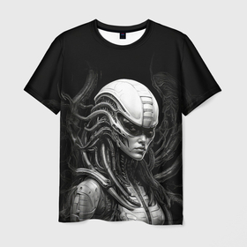 Мужская футболка 3D с принтом Женщина ксеноморф в Кировске, 100% полиэфир | прямой крой, круглый вырез горловины, длина до линии бедер | 