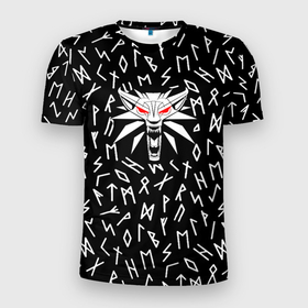 Мужская футболка 3D Slim с принтом The Witcher символы в Белгороде, 100% полиэстер с улучшенными характеристиками | приталенный силуэт, круглая горловина, широкие плечи, сужается к линии бедра | 