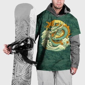 Накидка на куртку 3D с принтом Китайский дракон с пейзажем в Екатеринбурге, 100% полиэстер |  | 