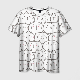 Мужская футболка 3D с принтом Упитанные котики в Курске, 100% полиэфир | прямой крой, круглый вырез горловины, длина до линии бедер | 