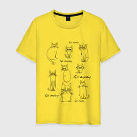 Мужская футболка хлопок с принтом Сердитые коты в Кировске, 100% хлопок | прямой крой, круглый вырез горловины, длина до линии бедер, слегка спущенное плечо. | 