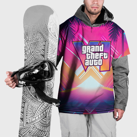 Накидка на куртку 3D с принтом GTA6 hot summer Vaporwave в Тюмени, 100% полиэстер |  | 