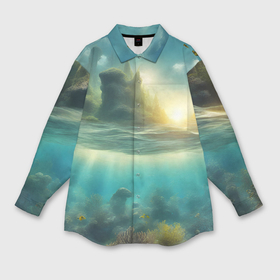 Мужская рубашка oversize 3D с принтом Подводный и надводный мир в Курске,  |  | 