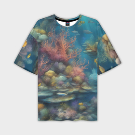 Мужская футболка oversize 3D с принтом Рыбы под водой в Тюмени,  |  | Тематика изображения на принте: 