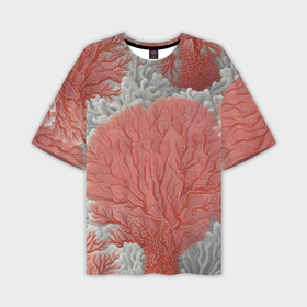 Мужская футболка oversize 3D с принтом Красные и белые кораллы в Тюмени,  |  | 