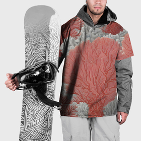 Накидка на куртку 3D с принтом Красные и белые кораллы в Тюмени, 100% полиэстер |  | 