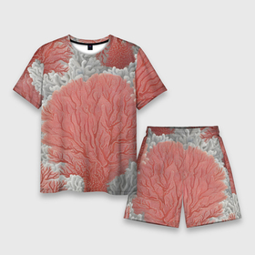 Мужской костюм с шортами 3D с принтом Красные и белые кораллы в Кировске,  |  | 