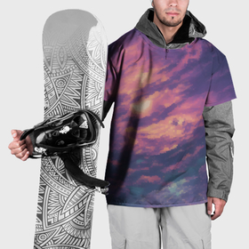 Накидка на куртку 3D с принтом Вечерний фиолетовый закат в Санкт-Петербурге, 100% полиэстер |  | 