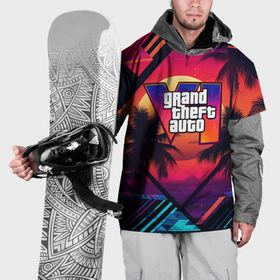 Накидка на куртку 3D с принтом GTA 6     аbstract logo , 100% полиэстер |  | Тематика изображения на принте: 