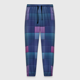 Мужские брюки 3D с принтом Фиолетовые квадраты в Курске, 100% полиэстер | манжеты по низу, эластичный пояс регулируется шнурком, по бокам два кармана без застежек, внутренняя часть кармана из мелкой сетки | Тематика изображения на принте: 