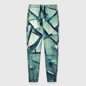 Мужские брюки 3D с принтом Битое стекло текстура в Новосибирске, 100% полиэстер | манжеты по низу, эластичный пояс регулируется шнурком, по бокам два кармана без застежек, внутренняя часть кармана из мелкой сетки | 