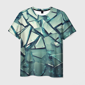 Мужская футболка 3D с принтом Битое стекло текстура в Новосибирске, 100% полиэфир | прямой крой, круглый вырез горловины, длина до линии бедер | 