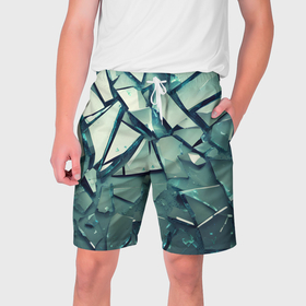 Мужские шорты 3D с принтом Битое стекло текстура в Новосибирске,  полиэстер 100% | прямой крой, два кармана без застежек по бокам. Мягкая трикотажная резинка на поясе, внутри которой широкие завязки. Длина чуть выше колен | 