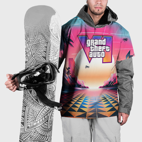 Накидка на куртку 3D с принтом GTA 6 retro abstract logo , 100% полиэстер |  | Тематика изображения на принте: 